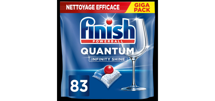 Amazon: Lot de 83 capsules lave-vaisselle Finish Quantum Infinity Shine à 11,33€ (au lieu de 17,35€)