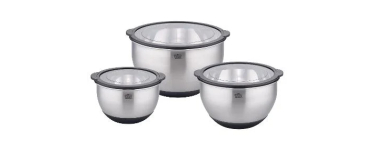 LIDL: GSW Set de 3 bols inox avec couvercle hermétique - 1,6/2,8/4,8L à 21.99€ (au lieu de 74.99€)