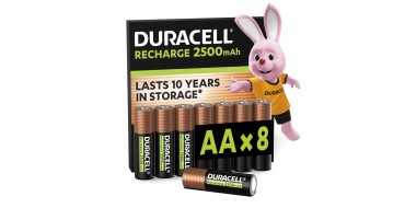 Amazon: Lot de 8 piles rechargeables AA Duracell - 2500mAh à 15.59€ (au lieu de 23.98€)