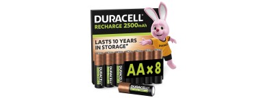Amazon: Lot de 8 piles rechargeables AA Duracell - 2500mAh à 15.59€ (au lieu de 23.98€)