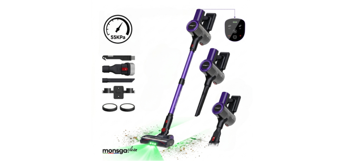 JoyBuy: Aspirateur sans fil Monsga M100 - 55 000 Pa, 50 min - écran à 59,99€ (au lieu de 169,99€)