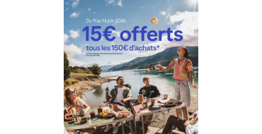 Decathlon: 15&euro; en bon d'achat tous les 150&euro; sur une s&eacute;lection de mat&eacute;riel de camping (max 200&euro; de bons)