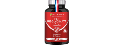 Amazon: Fer Bisglycinate + Vitamine C Nutrimea - 14 mg, 90 gélules vegan à 12,33€ (au lieu de 19,99€)