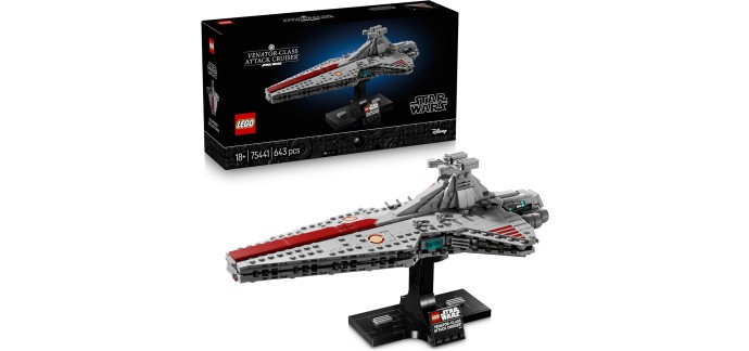 Amazon: Lego Star Wars Le croiseur d'assaut de classe Venator à 41,99€ (au lieu de 61,99€)