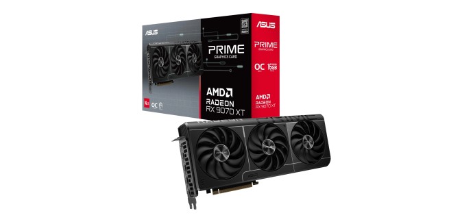 Amazon: Carte graphique Asus Prime Radeon RX 9070 XT OC Edition 16 Go GDDR6 à 659,90€ (au lieu de 720€)