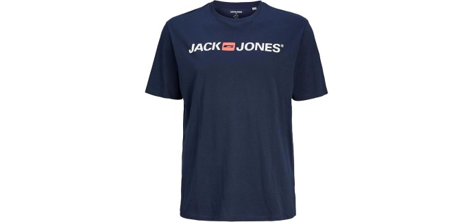 Amazon: T-Shirt Jack & Jones - Bleu, tailles M-7XL à 6,49€ (au lieu de 10,99€)