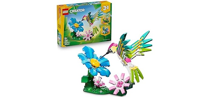 Amazon: LEGO Creator 3-en-1 Animaux Sauvages le Colibri Coloré (31384) à 22,50€ (au lieu de 29,99€)