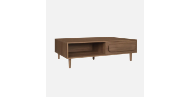 Sweeek: Table basse vintage d&eacute;cor bois de noyer 1 tiroir 2 niches 120cm &agrave; 95,99&euro; (au lieu de 119,99&euro;)