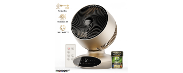 JoyBuy: Ventilateur de table Monsga AC200 - oscillation 360°/90°, 30dB, minuterie 8h à 79,9€