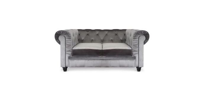 Cdiscount: Canapé Chesterfield Velours Argent MENZZO 2 places gris à 209€ (au lieu de 245€)
