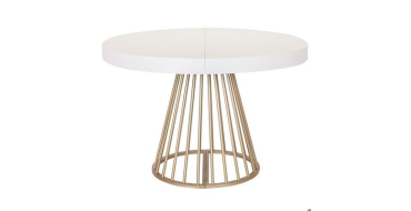 Cdiscount: MENZZO Table ronde extensible Soare Blanc pieds Or &agrave; 349&euro; (au lieu de 423&euro;)