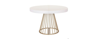 Cdiscount: MENZZO Table ronde extensible Soare Blanc pieds Or à 349€ (au lieu de 423€)