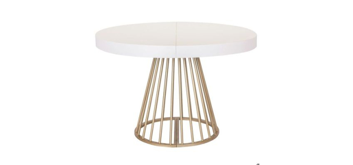 Cdiscount: MENZZO Table ronde extensible Soare Blanc pieds Or à 349€ (au lieu de 423€)