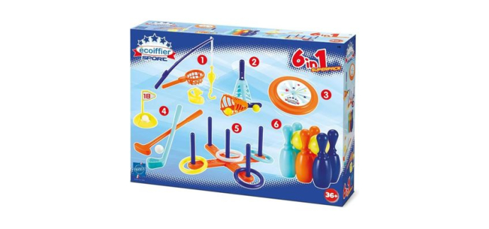 Cdiscount: Coffret sport 6 en 1 ECOIFFIER - Jeux de sport pour enfant dès 18 mois à 14,99€ (au lieu de 21,99€)