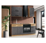 Cdiscount: Cuisine complète ROCK L180 cm - 5 éléments + meuble four - Mélaminé chêne lancelot/gris matera à 299