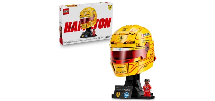 Amazon: LEGO® Scuderia Ferrari HP Casque Lewis Hamilton (43022) à 65,9€ (au lieu de 88,06€)