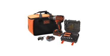 Cdiscount: Perceuse &agrave; percussion BLACK+DECKER sans fil 18V + 2 batteries 2,5Ah et 4Ah + 50 accessoires + sac &agrave;