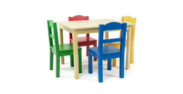 Amazon: Ensemble Table carr&eacute;e et 4 chaises Humble Crew - Bois naturel, couleurs primaires &agrave; 60,45&euro;