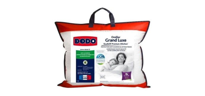 Cdiscount: DODO Oreiller Grand luxe Quallofil Allerban 50x70cm à 19,99€ (au lieu de 23,99€)