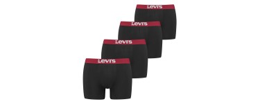 Veepee: Lot de 4 boxers Levi's - 95% coton, noir et rouge, tailles S à 2XL à 17,99€ (au lieu de 34,99€)