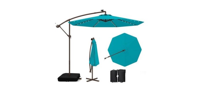 Cdiscount: COSTWAY Parasol déporté 3M - 40 LED, panneau solaire, 6h autonomie, base croisée à 102,99€