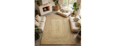 Cdiscount: Tapis salon en jute tressé naturel artisanal 160x230 à 89,99€ (au lieu de 179€)