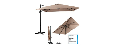 Cdiscount: COSTWAY Parasol déporté inclinable 3x3m - Rotatif 360°, manivelle, 8 baleines à 147,89€