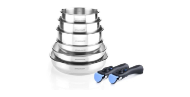 Cdiscount: Batterie de cuisine induction Arthur Martin AM5538 - 8 pi&egrave;ces, acier inoxydable, poign&eacute;e amovible &agrave;