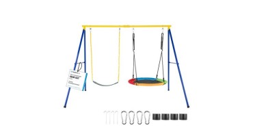 Cdiscount: Portique balançoire enfant COSTWAY - Balançoire nid d'oiseau Ø100cm, ceinture 1,2m, 300kg à 137,99€