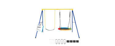 Cdiscount: Portique balançoire enfant COSTWAY - Balançoire nid d'oiseau Ø100cm, ceinture 1,2m, 300kg à 137,99€