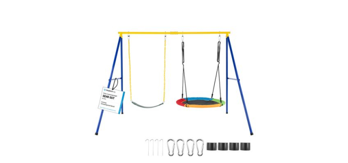 Cdiscount: Portique balançoire enfant COSTWAY - Balançoire nid d'oiseau Ø100cm, ceinture 1,2m, 300kg à 137,99€