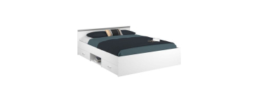 Cdiscount: Lit adulte ZODIAC 140x190 cm - 2 tiroirs, 1 niche, blanc mat à 89,99€ (au lieu de 146,99€)