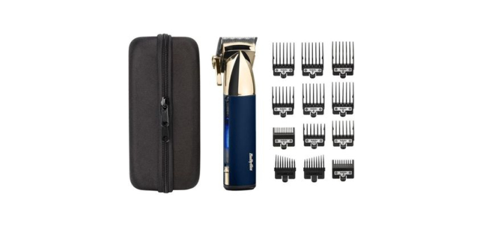 Cdiscount: Tondeuse cheveux sans fil BABYLISS E992E Super-X Metal - Autonomie 3h, Edition Gold & Navy à 54,9€