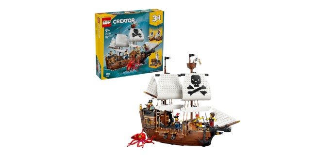 Amazon: LEGO 31387 Bateau Pirate Mythique (Jouet) à 92,55€ (au lieu de 99,99€)