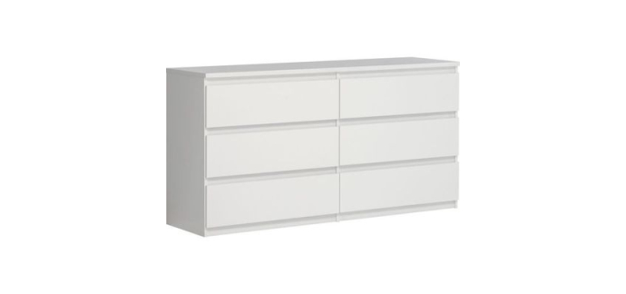 Cdiscount: Commode CHELSEA 6 tiroirs - Blanc mat, L 154 x P 42,2 x H 79,9 cm à 159,99€ (au lieu de 169,99€)