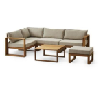 Cdiscount: Salon de jardin d'angle modulable LEVATA OTTOMAN - Bois d'acacia FSC - 6 personnes - Gris de lin + H