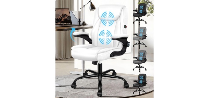 Amazon: Chaise de Bureau Ergonomique Alfordson avec Massage en Cuir à 35,14€