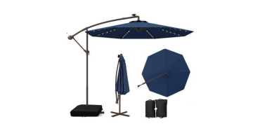 Cdiscount: Parasol déporté 3x3m 40 LEDs COSTWAY - Base croisée, panneau solaire à 102,99€ (au lieu de 216,99€)