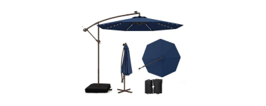 Cdiscount: Parasol déporté 3x3m 40 LEDs COSTWAY - Base croisée, panneau solaire à 102,99€ (au lieu de 216,99€)