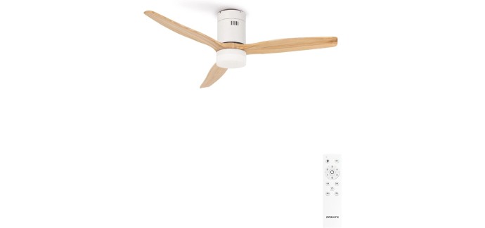 Darty: Ventilateur de plafond Create Wind Calm M - Ø132 cm, 40W, LED, télécommande à 84,95€