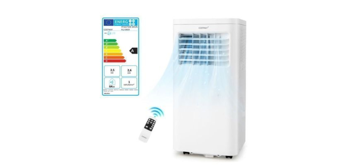 Cdiscount: Climatiseur mobile COSTWAY 9000 BTU 2,6 kW R290 5-en-1 à 299,99€ (au lieu de 369,99€)