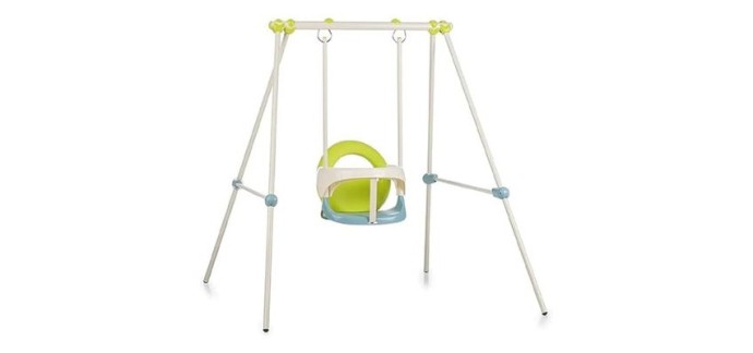 Cdiscount: Portique Métal Baby Swing Smoby - Balançoire bébé intérieur/extérieur, H 118 cm, anti-UV à 39,99€