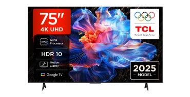 Amazon: TV 4K 75" 189 cm TCL 75V6C - Direct LED, Dalle HVA, Google TV &agrave; 535,99&euro; (au lieu de 696,06&euro;)