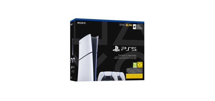 Amazon: Console Sony PS5 Édition Numérique + 2 manettes à 502,16€ (au lieu de 588€)