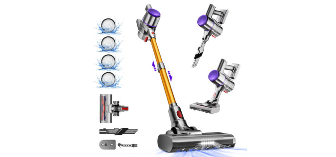 JoyBuy: Daynee Aspirateur sans fil 45000 Pa - autonomie 50 min, HEPA, 1,6 L à 79,99€ (au lieu de 339,99€)