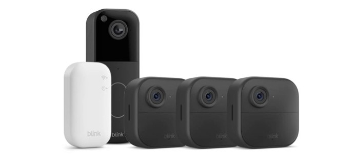 Amazon: Lot de 4 Caméras Blink Outdoor + Sonnette Vidéo + Module Sync à 66,99€ (au lieu de 185,69€)