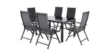 LIDL: LIVARNO Table de jardin + 6 fauteuils Houston - Alu, verre trempé à 429,99€ (au lieu de 468,97€)