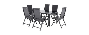 LIDL: LIVARNO Table de jardin + 6 fauteuils Houston - Alu, verre trempé à 429,99€ (au lieu de 468,97€)