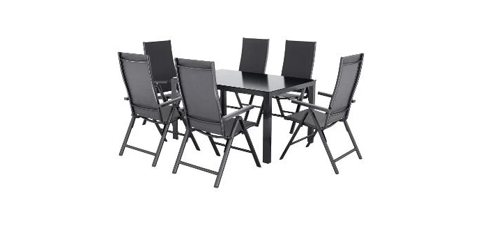 LIDL: LIVARNO Table de jardin + 6 fauteuils Houston - Alu, verre trempé à 429,99€ (au lieu de 468,97€)