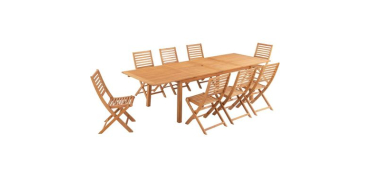 Cdiscount: Ensemble repas de jardin HAVANA - Bois Eucalyptus FSC - Table extensible 180/230/280 cm + 8 chaises